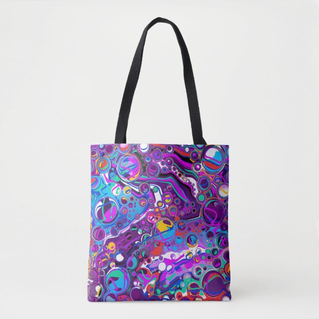 Lila, blaue Bläschen Abstrakt Moderne Tasche (Vorderseite)