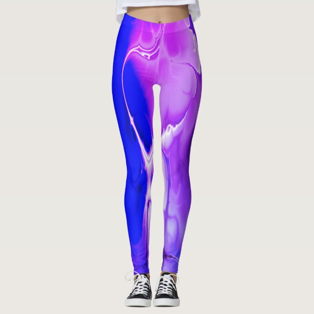 Lila blaue Blitzkunst coole Leggings (Vorderseite)