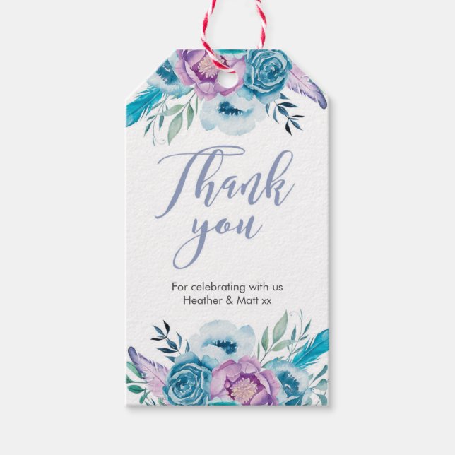 Lila blaue Blume Danke für Ihre Unterstützung Geschenkanhänger (Vorderseite)