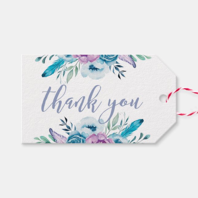 Lila blaue Blume Danke für Ihre Unterstützung Geschenkanhänger (Vorderseite (Horizontal))