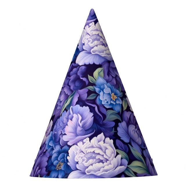 Lila-blaue Blume Partyhütchen (Vorderseite)