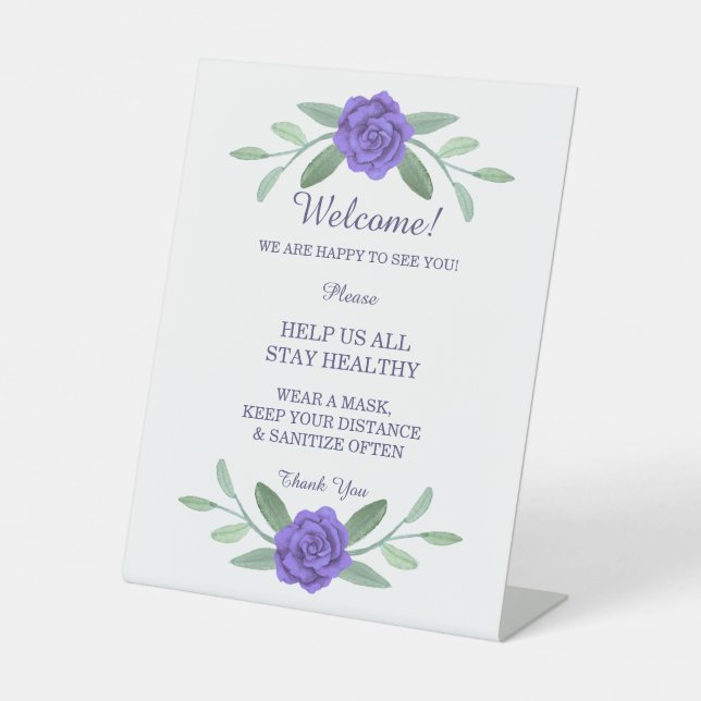Lila blaue Blumengrün Foliage Sicherheit Sockelschild (Vorderseite)