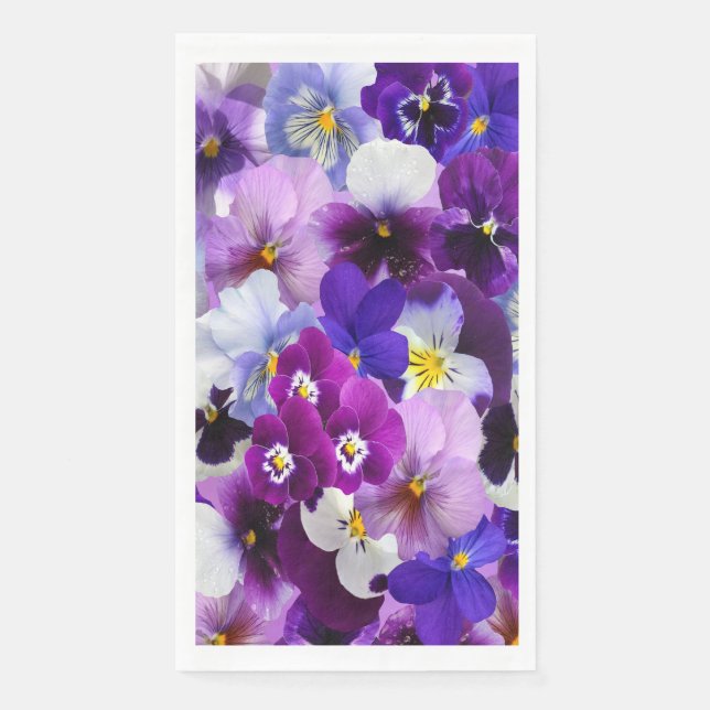 Lila-blaue Blütenblätter Stiefmütterchen Blume Serviette (Vorderseite)