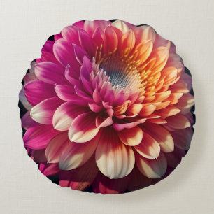 Lila-blaue Dahlia-Blume Rundes Kissen