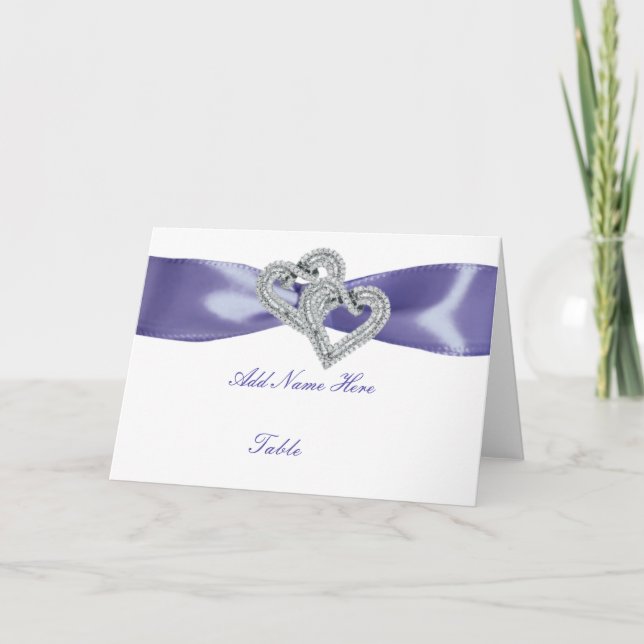 Lila blaue Diamant-Herzen geflochtene Platzkarte Karte (Vorderseite)