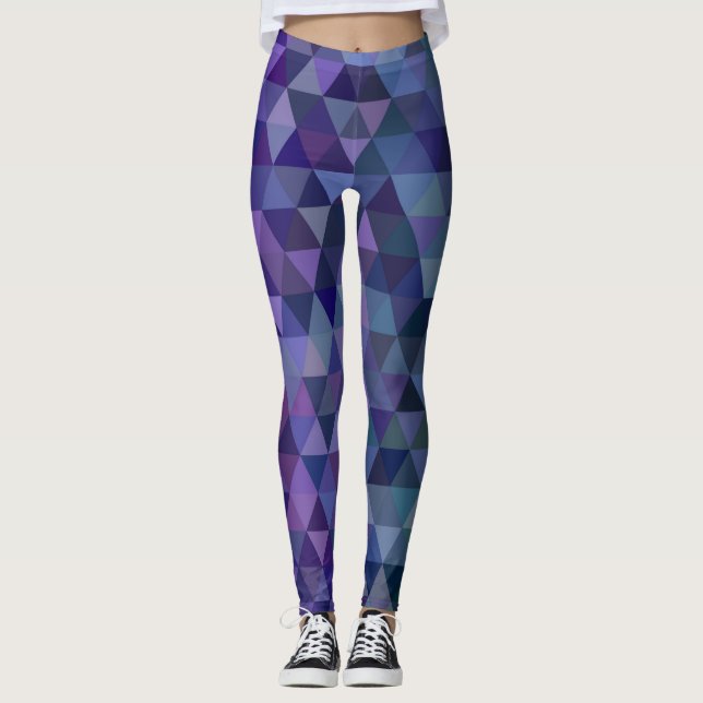 lila blaue Dreiecke Leggings (Vorderseite)