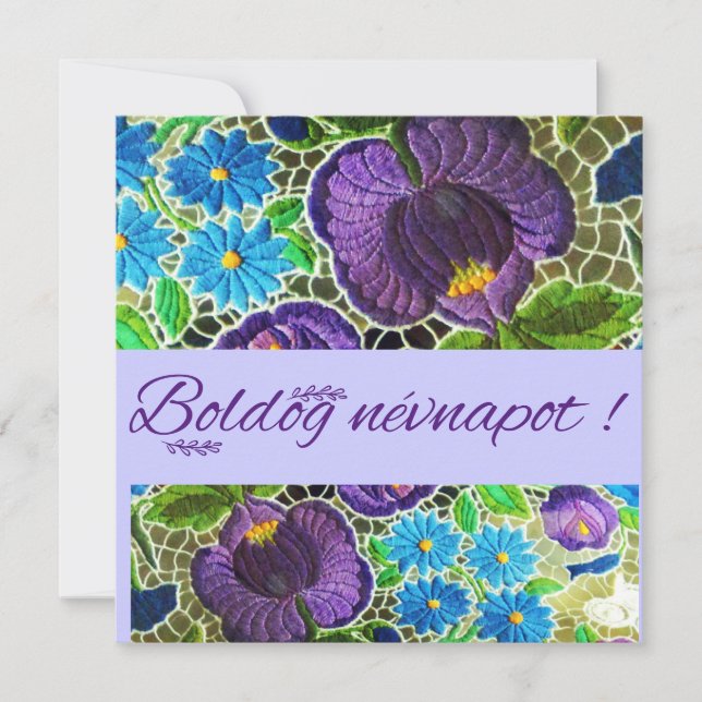 Lila - blaue fette ungarische Stickerei - Namensta (Vorderseite)