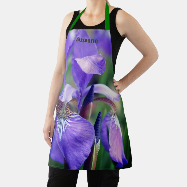 Lila blaue Flagge Iris-Blume Personalisiert Schürze (InSitu)