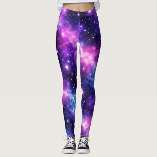 Lila Blaue Galaxie Nebel Leggings Nahtlos Kosmisch