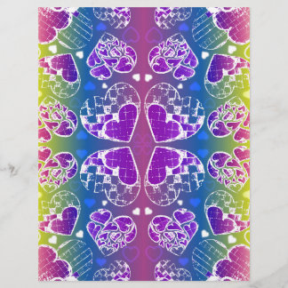 Lila, blaue, gelbe Herzmuster