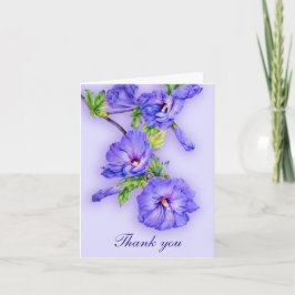 Lila blaue Hibiskuskunsthochzeit danken Ihnen zu Dankeskarte