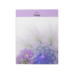 Lila Blaue Lacy Abstrakte Blume Benutzerdefiniert Notizblock