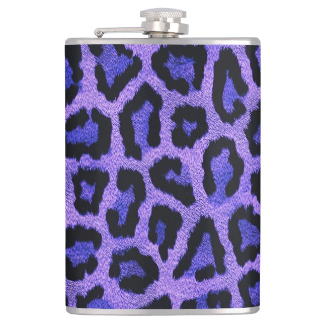 Lila blaue Leopardenfarbe Flachmann (Vorderseite)
