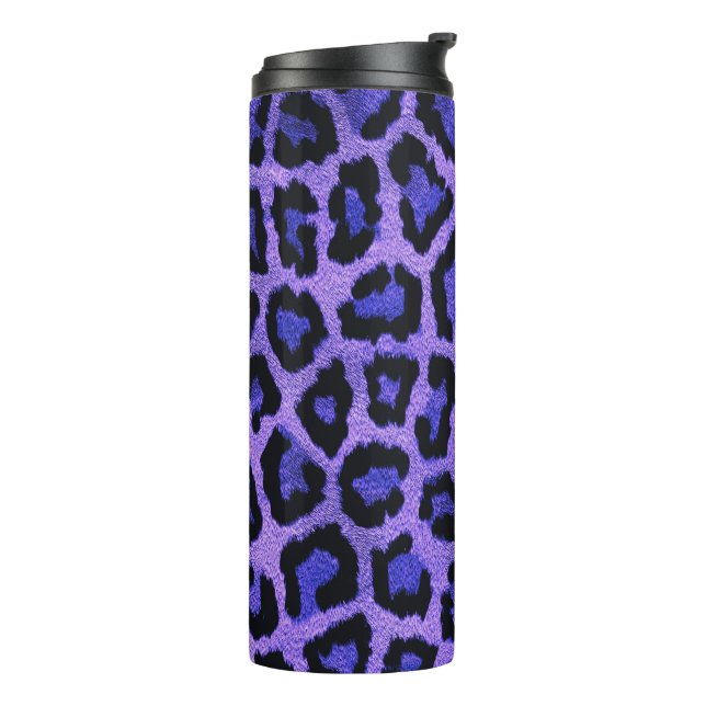 Lila blaue Leopardenfarbe Thermosbecher (Nach links gedreht)