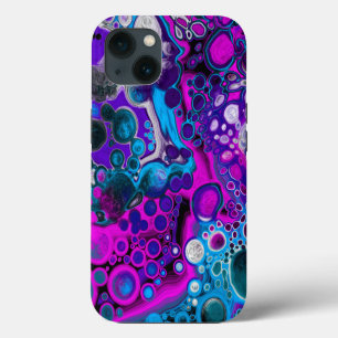Lila, blaue, moderne Abstrakte Fluid Art Marmorzel iPhone Hülle