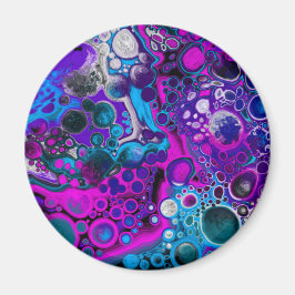 Lila, blaue, moderne Abstrakte Fluid Art Marmorzel Magnet