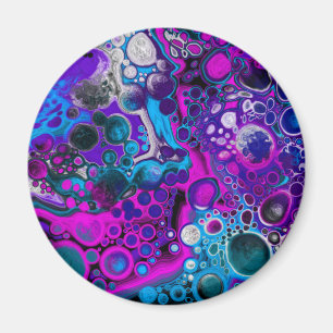 Lila, blaue, moderne Abstrakte Fluid Art Marmorzel Magnet