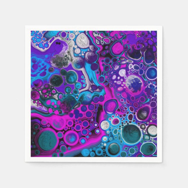 Lila, blaue, moderne Abstrakte Fluid Art Marmorzel Serviette (Vorderseite)