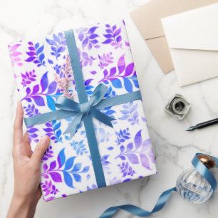 Lila Blaue Ombre-Wasserfarben-Blatt-Verpackungspap Geschenkpapier