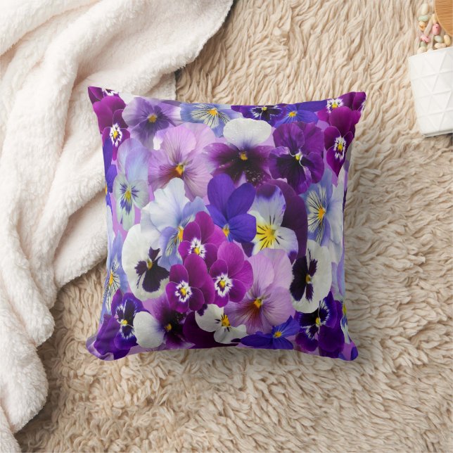 Lila-blaue Pansy-Blume Kissen (Decke)