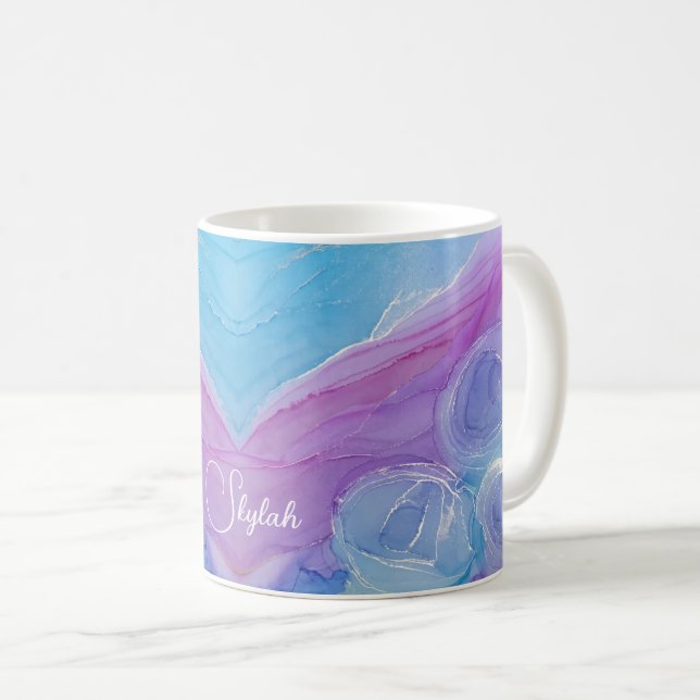 Lila blaue Rose mit Namen Coffee Tasse (VorderseiteRechts)