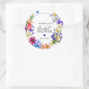 Lila Blaue Rote Wildblumen-Hochzeitsdusche-Favor Runder Aufkleber