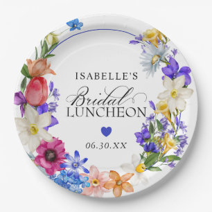 Lila Blaue Rote Wilde Blumen Braut-Luncheon-Party Pappteller