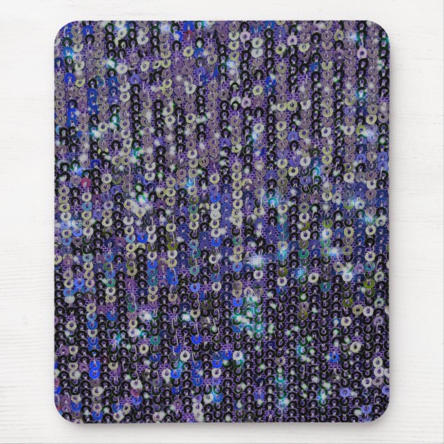 Lila blaue Sequenzen Glitzer Funkelmuster Mousepad (Vorne)