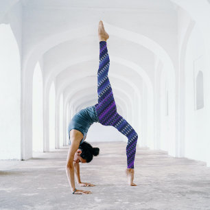 Lila blaue Streifen Cool Lebendig einzigartig Leggings