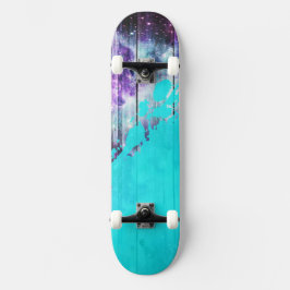 Lila, blaue und Aquamarine Holzplanks & Paint-Spri Skateboard
