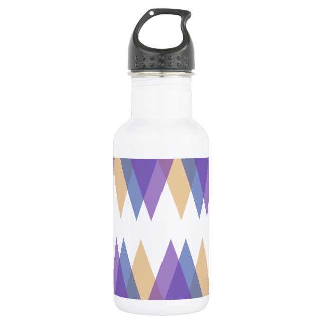 Lila, blaue und gelbe Dreiecke Edelstahlflasche (Vorderseite)