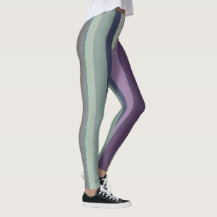 Lila, blaue und grüne Abstrakte Streifen Leggings