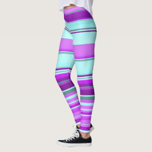 Lila Blaue und Grüne Linien Leggings