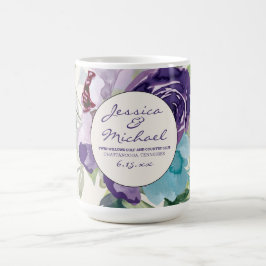 Lila blaue Wasserfarbe Gastgeschenk Hochzeit Kaffeetasse