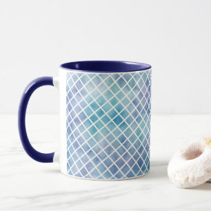 Lila blaue Wasserfarbenfliesen Tasse