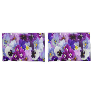 Lila Blaue Weiße Florale Stiefmütterchen Blumen Kissenbezug