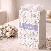 Lila Blaue Wildblumen-Wasserfarbe-Monogramm-Name