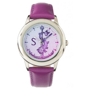 LILA BLAUENANCHOR MIT NAUTISCHEM FISCHMONOGRAMM ARMBANDUHR
