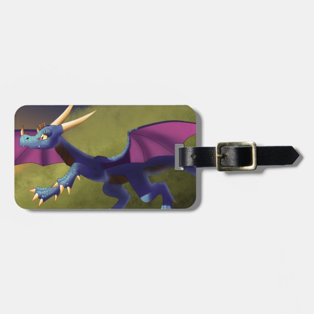 Lila/blauer Drache 11/14/15 Gepäckanhänger (Vorderseite horizontal)