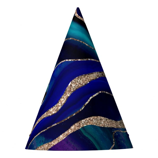 Lila Blauer Galaxy Nebel Agate Glitzer Glam #1 Partyhütchen (Vorderseite)