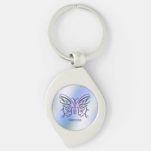 Lila-blauer holografischer Schmetterling mit Monog Schlüsselanhänger