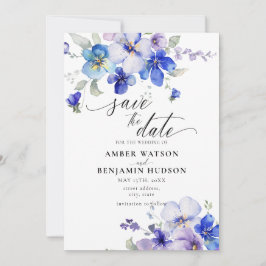 Lila blauer Lavendel Save the Date Einladung
