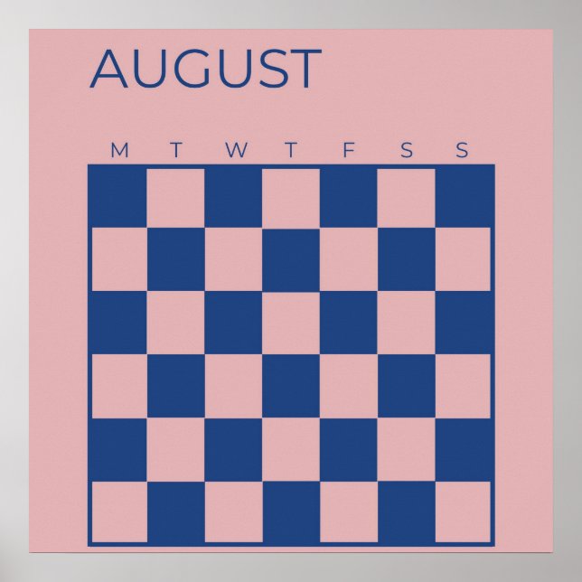 Lila blauer, nicht aktualisierter August-Kalender Poster (Vorne)