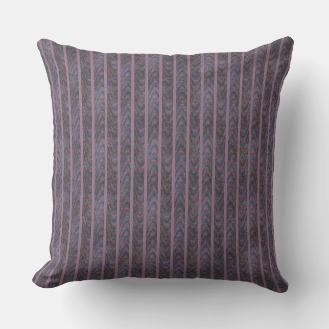 Lila blauer orange Lavendel-Streifen Kissen (Vorderseite)