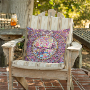 Lila blauer persischer Blume Peacock Patio Kissen