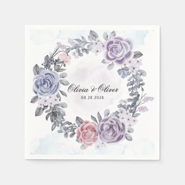 Lila-Blauer-Rosa-Blumenzeremonie Serviette (Vorderseite)