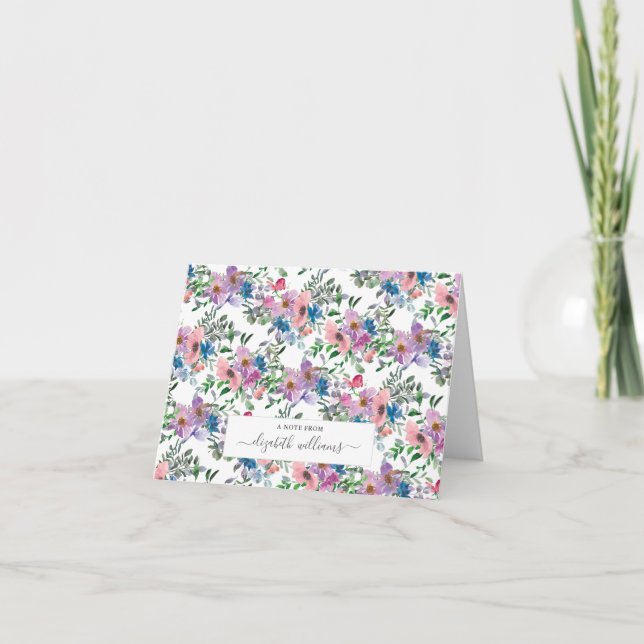 Lila Blauer Rosa mit floraler Farbe Ein Hinweis fü (Vorderseite)