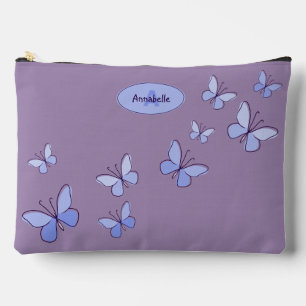 Lila Blauer Schmetterling Doodle Zubehörtasche