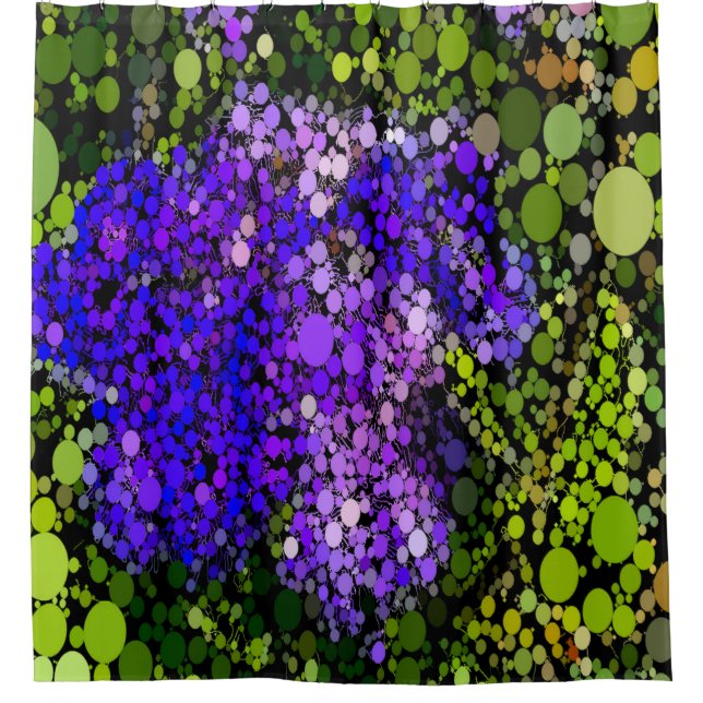 Lila, blauer und grüner Abstrakter Duschvorhang (Vorderseite)