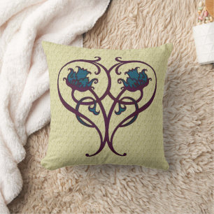 Lila blaues Abstraktes Blumendesign Kissen